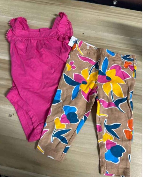 Conjunto 2 peças Baby Menina Carters Verão Bebê Calça Bodie