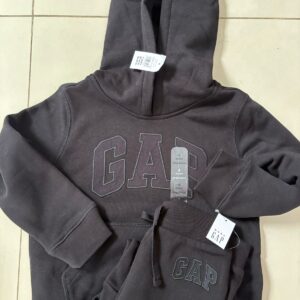 Conjunto moletom GAP infantil touca e zíper preto tam 4