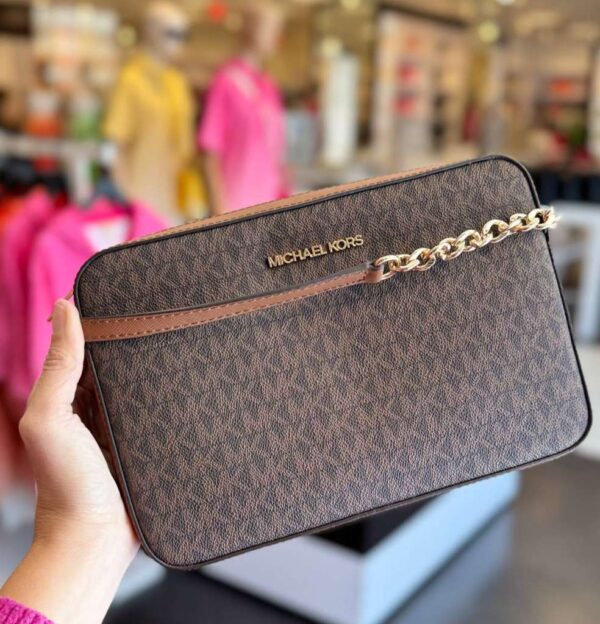 Bolsa Michael Kors Jet Set Marrom Monogramas Crossbody