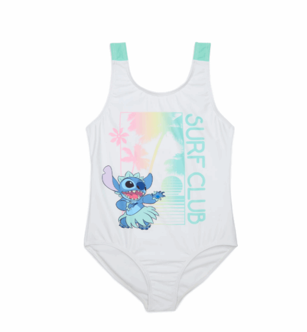 Maiô Infantil Stitch Disney Tam 7/8 Menina Natação Piscina