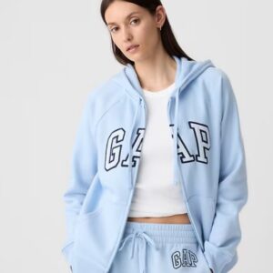 Blusa Moletom GAP Feminina C/ Ziper e Capuz Azul Claro Tam M