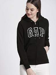 Blusa Moletom GAP Feminina C/ Ziper e Capuz Preta