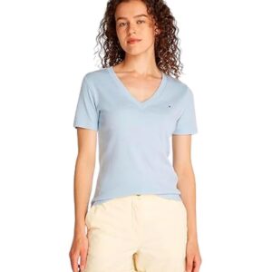 Blusinha Blusa Feminina Fit Básica Tommy Hilfiger Feminina Azul claro Tam GG