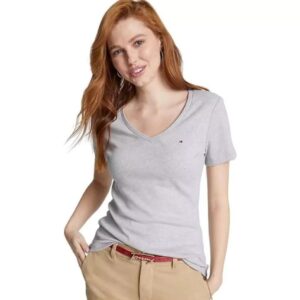 Blusinha Blusa Feminina Fit Básica Tommy Hilfiger Feminina Cinza tam P