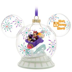 Enfeite Ornamento Árvore Natal Walt Disney 3D Orelha Mickey Minnie Space Mountain Vidro