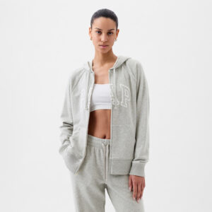 Blusa Moletom GAP Feminina C/ Ziper e Capuz Cinza Tam G