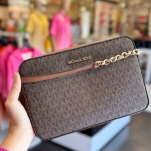 Bolsa Michael Kors Jet Set Marrom Signature crossbody