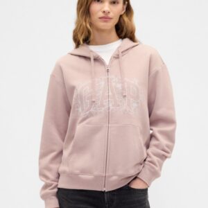 Blusa Moletom GAP Feminina C/ Ziper e Capuz Bege Areia Tam M