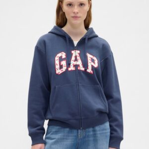 Blusa Moletom GAP Feminina C/ Ziper e Capuz Azul Marinho - Cerejas Tam G