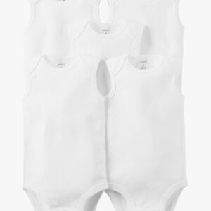 Kit 5 Bodies Carters 6 Meses Cor Branco Liso Regata