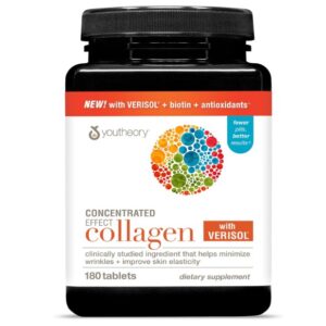 Suplemento Colageno Youtheory Verisol 180 Comprimidos Pele Cabelo Unhas